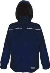 Viking - Size 4XL, Navy, Waterproof, Wind Resistant Jacket - 58" Chest, 5 Pockets, Detachable, Packable Hood, Hook & Loop Wrist - Eagle Tool & Supply