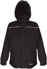 Viking - Size 3XL, Black, Waterproof, Wind Resistant Jacket - 55" Chest, 5 Pockets, Detachable, Packable Hood, Hook & Loop Wrist - Eagle Tool & Supply