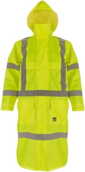 Viking - Size S, High Visibility Lime, Coat - 37" Chest, 2 Pockets, Detachable Hood, Hook & Loop Wrist - Eagle Tool & Supply