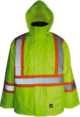 Viking - Size M, High Visibility Lime, Cold Weather, Jacket - 40" Chest, 2 Pockets, Detachable Hood, Hook & Loop Wrist - Eagle Tool & Supply
