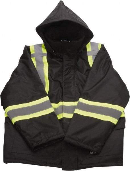 Viking - Size 2XL, Black, Cold Weather Jacket - 51" Chest, 2 Pockets, Detachable Hood, Hook & Loop Wrist - Eagle Tool & Supply