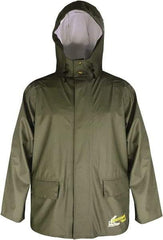 Viking - Size M, Moss Green, Waterproof Jacket - 40" Chest, 2 Pockets, Detachable Hood, Snap at Wrist - Eagle Tool & Supply