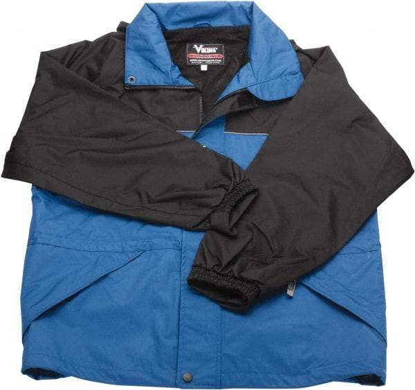 Viking - Size XL, Cobalt Blue & Black, Waterproof, Wind Resistant Jacket - 47" Chest, 3 Pockets, Packable Hood, Hook & Loop Wrist - Eagle Tool & Supply