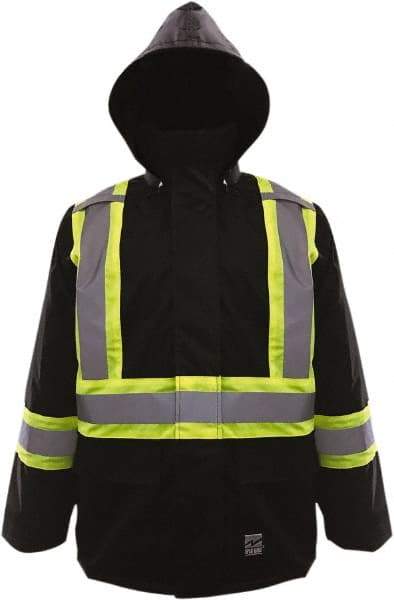 Viking - Size L High Visibility & Water Resistant Jacket - Black, Polyester & Polyurethane, Zipper, Hook & Loop Closure, 43" Chest - Eagle Tool & Supply