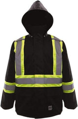 Viking - Size 4XL High Visibility & Water Resistant Jacket - Black, Polyester & Polyurethane, Zipper, Hook & Loop Closure, 58" Chest - Eagle Tool & Supply