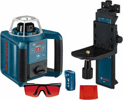 Bosch - 1,000' Measuring Range, 1/8" at 100' Accuracy, Self-Leveling Horizontal & Vertical Rotary Laser - ±5° Self Leveling Range, 1 Beam, 2-D Battery Included - Eagle Tool & Supply