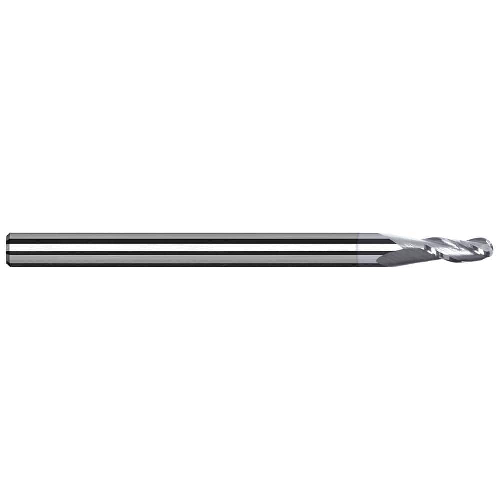 Ball End Mill: 3 Flute, Solid Carbide 3″ OAL, 1/2″ Shank Dia, 42 ° Helix, TiB2 Coated