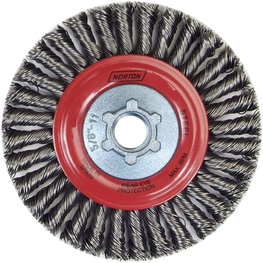 Norton - 9" OD, 5/8-11 Arbor Hole, Stringer Bead Carbon Wheel Brush - Eagle Tool & Supply