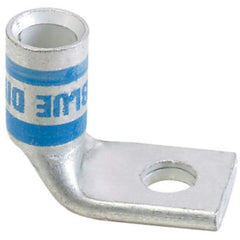 Panduit - 6 AWG Noninsulated Compression Connection Right Angle Ring Terminal - 1/4" Stud, 1.03" OAL x 0.48" Wide, Tin Plated Copper Contact - Eagle Tool & Supply