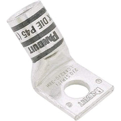 Panduit - 4 AWG Noninsulated Compression Connection 45° Angle Ring Terminal - 5/16" Stud, 1.33" OAL x 0.55" Wide, Tin Plated Copper Contact - Eagle Tool & Supply