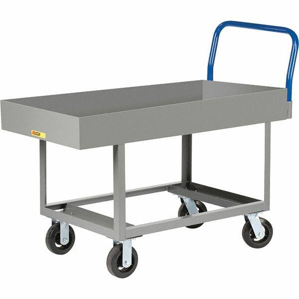 Little Giant - 2,000 Lb Capacity Steel Platform Truck - Steel Deck, 30" OAW, 49-1/2" Platform Length, Mold On Rubber Casters - Eagle Tool & Supply