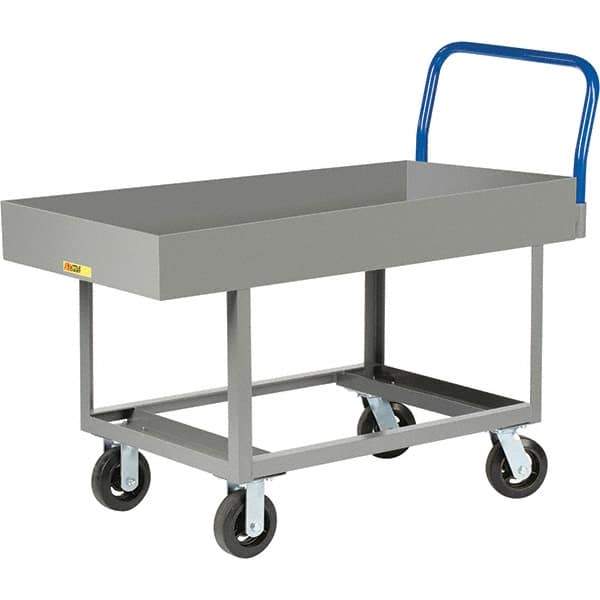 Little Giant - 2,000 Lb Capacity Steel Platform Truck - Steel Deck, 24" OAW, 61-1/2" Platform Length, Mold On Rubber Casters - Eagle Tool & Supply