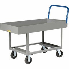 Little Giant - 2,000 Lb Capacity Steel Platform Truck - Steel Deck, 30" OAW, 49-1/2" Platform Length, Mold On Rubber Casters - Eagle Tool & Supply