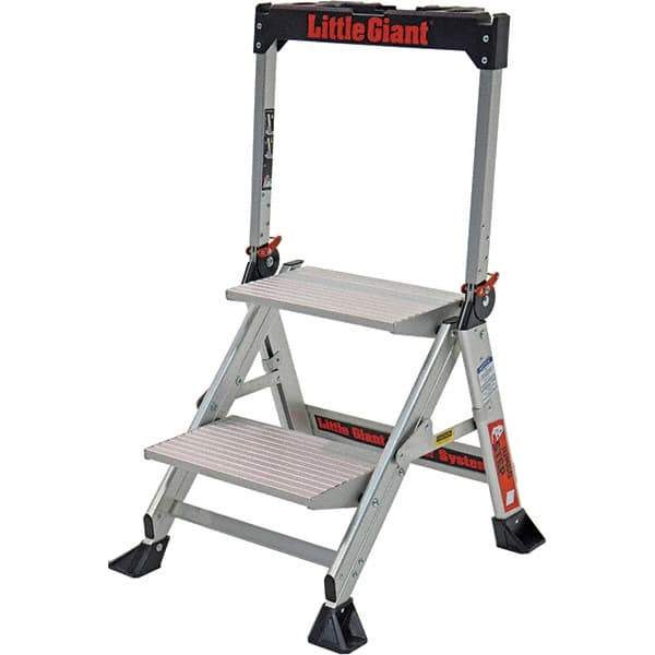 Little Giant - 2 Steps, 2' High, Type IAA Rating, Aluminum Step Stand - 375 Lb Capacity, 21-1/2" Base Width - Eagle Tool & Supply