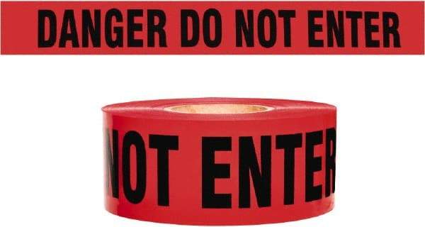 NMC - 135' Long x 3" Wide Roll, 100% Cotton, Red Barricade Tape - Message: Caution - Do Not Enter - Eagle Tool & Supply