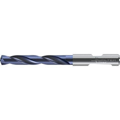 Walter-Titex - 18.8mm 140° Solid Carbide Jobber Drill - TiAlN Finish, Right Hand Cut, Spiral Flute, Round with Flats Shank, 153mm OAL - Eagle Tool & Supply