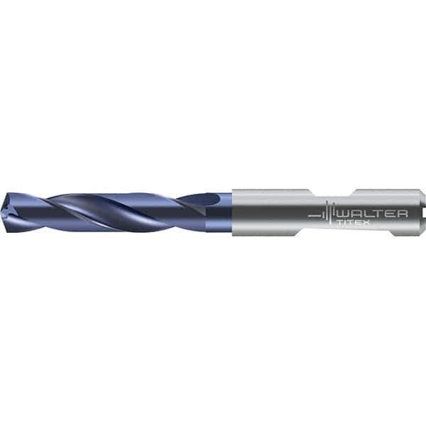 Walter-Titex - 4mm 140° Solid Carbide Screw Machine Drill Bit - Right Hand Cut, 24mm Flute Length, 66mm OAL, Straight Shank with Weldon Flat, Through Coolant - Eagle Tool & Supply