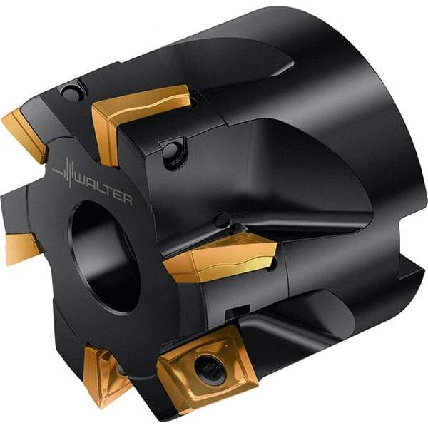 Walter - 6 Inserts, 50mm Cut Diam, 13mm Max Depth of Cut, Indexable Square-Shoulder Face Mill - 0° Lead Angle, 40mm High, LDMW08T204R & LDMT08T204R Insert Compatibility, Through Coolant, Series M4130 - Eagle Tool & Supply
