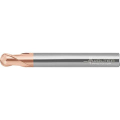Walter-Prototyp - 6mm Diam, 4.8mm LOC, 2 Flute Solid Carbide Ball End Mill - AlTiN Finish, Single End, 80mm OAL, 6mm Shank Diam, Spiral Flute - Eagle Tool & Supply