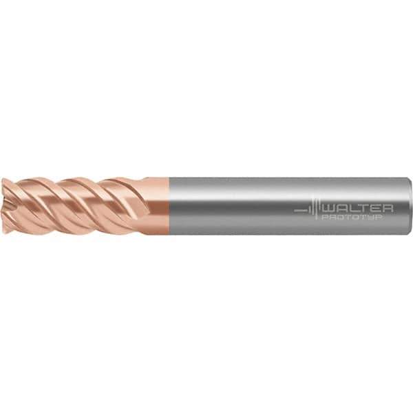 Walter-Prototyp - 3/8", 4 Flute, Single End, Solid Carbide, 0.762mm Corner Radius End Mill - 3" OAL, 50° Helix, Right Hand Flute, 22mm LOC, Right Hand Cut - Eagle Tool & Supply