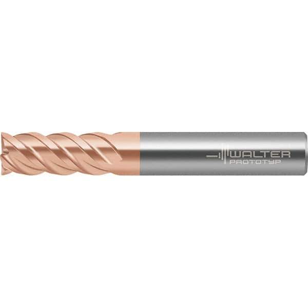 Walter-Prototyp - 12mm, 26mm LOC, 12mm Shank Diam, 83mm OAL, 4 Flute, Solid Carbide Square End Mill - TiAlSiN Finish, Spiral Flute, 50° Helix, Right Hand Cut, Right Hand Flute, Series MC388 - Eagle Tool & Supply