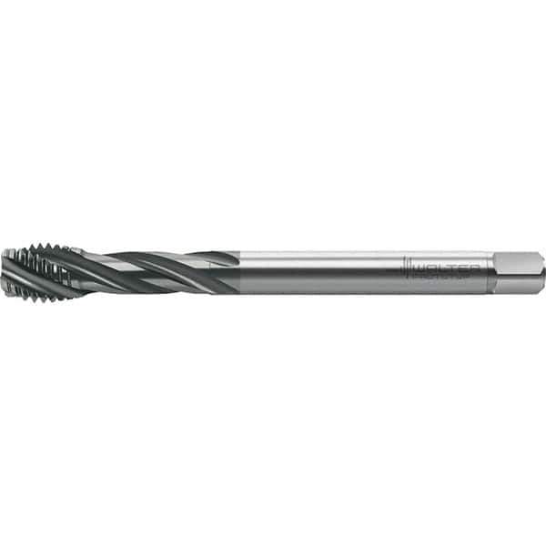 Walter-Prototyp - M16x2.00 Metric 4 Flute 6HX Semi-Bottoming Spiral Flute Tap - High Speed Steel, TiCN Finish, 110mm OAL, Right Hand Flute, Right Hand Thread, Series TC121 - Eagle Tool & Supply