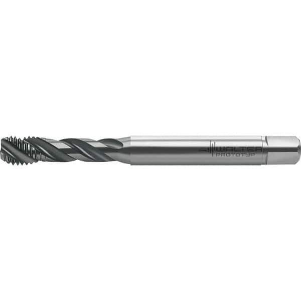 Walter-Prototyp - M6x1.00 Metric 3 Flute 6HX Semi-Bottoming Spiral Flute Tap - High Speed Steel, TiCN Finish, 82.5mm OAL, Right Hand Flute, Right Hand Thread, Series TC121 - Eagle Tool & Supply
