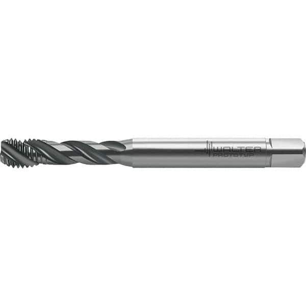 Walter-Prototyp - M4x0.70 Metric 3 Flute 6HX Semi-Bottoming Spiral Flute Tap - High Speed Steel, TiAlN Finish, 64.65mm OAL, Right Hand Flute, Right Hand Thread, Series TC121 - Eagle Tool & Supply