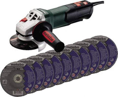 Metabo - 4-1/2" Wheel Diam, 10,500 RPM, Corded Angle & Disc Grinder - 5/8-11 Spindle, 120 Volts, 8.5 Amps - Eagle Tool & Supply