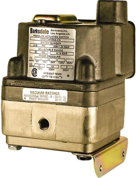 Barksdale - 1.5 to 150 psi Adjustable Range, 300 Max psi, Differential Pressure Switch - 1/8 NPT Female, 18in Free Leads, 2 x SPDT Contact, 300SS Wetted Parts, 0.5% Repeatability - Eagle Tool & Supply