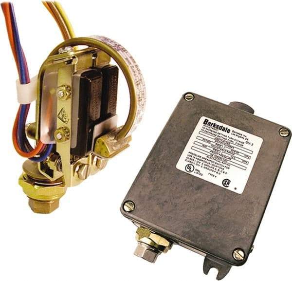 Barksdale - 600 to 12,000 psi Adjustable Range, 18,000 Max psi, Bourdon Tube Pressure Switch - 1/4 Tube Male, Terminals, SPDT Contact, 316SS Wetted Parts, 1% Repeatability - Eagle Tool & Supply