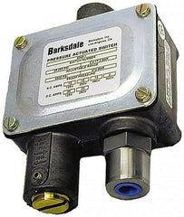 Barksdale - 50 to 500 PSI Adjustable Range, 6,000 Max psi, Sealed Piston Pressure Switch - 1/4 NPT Female, Screw Terminals, SPDT Contact, 416SS Wetted Parts, 2% Repeatability - Eagle Tool & Supply