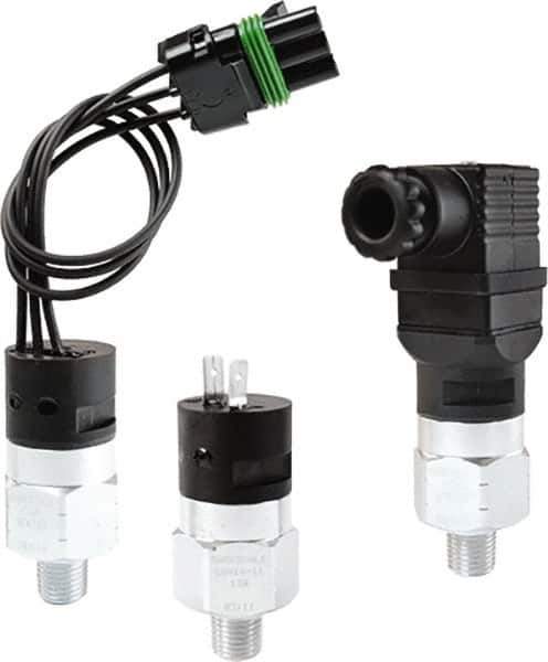 Barksdale - 1000 to 3,000 psi Adjustable Range, 9,000 Max psi, Compact Pressure Switch - 1/4 NPT Male, 1/4in Male Spade Terminals, SPST/ NC Contact, Brass Wetted Parts, 3% Repeatability - Eagle Tool & Supply