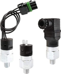 Barksdale - 75 to 300 psi Adjustable Range, 9,000 Max psi, Compact Pressure Switch - 1/4 NPT Male, DIN 43650A, SPDT Contact, Brass Wetted Parts, 3% Repeatability - Eagle Tool & Supply