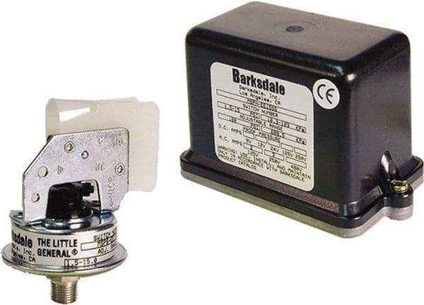 Barksdale - 1.5 to 15 psi Adjustable Range, 100 Max psi, Low Pressure Vacuum Switches - 1/8 NPT Male, Terminals, SPST/ NO Contact, 304SS Wetted Parts, 2% Repeatability - Eagle Tool & Supply