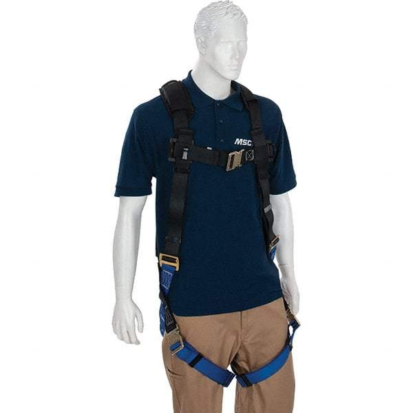 PRO-SAFE - 310 Lb Capacity, Size X-Large, Full Body Quick-Connect Harness - Polyester, Quick-Connect Leg Straps, Tongue Buckle Chest Strap, Gray/Blue, Airflow Backpad, AntiTangle Strap & Back D Ring - Eagle Tool & Supply