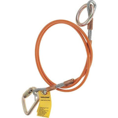 PRO-SAFE - 6' Long, D-Ring Anchor Sling - 350 Lb Capacity, Vinyl Coated Galvanized Steel Cable - Eagle Tool & Supply