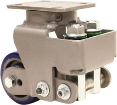 Hamilton - 4" Diam x 2" Wide, Polyurethane Mold on to Cast Iron Center Swivel Caster - 600 Lb Capacity, Top Plate Mount, 4" x 5" Plate, Sealed Precision Ball Bearing Bearing - Eagle Tool & Supply