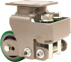 Hamilton - 4" Diam x 2" Wide, Polyurethane Mold on to Cast Iron Center Swivel Caster - 750 Lb Capacity, Top Plate Mount, 4" x 5" Plate, Sealed Precision Ball Bearing Bearing - Eagle Tool & Supply