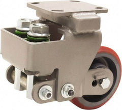 Hamilton - 5" Diam x 2" Wide, Polyurethane Mold on to Cast Iron Center Rigid Caster - 1,250 Lb Capacity, Top Plate Mount, 4" x 4-1/2" Plate, Sealed Precision Ball Bearing Bearing - Eagle Tool & Supply