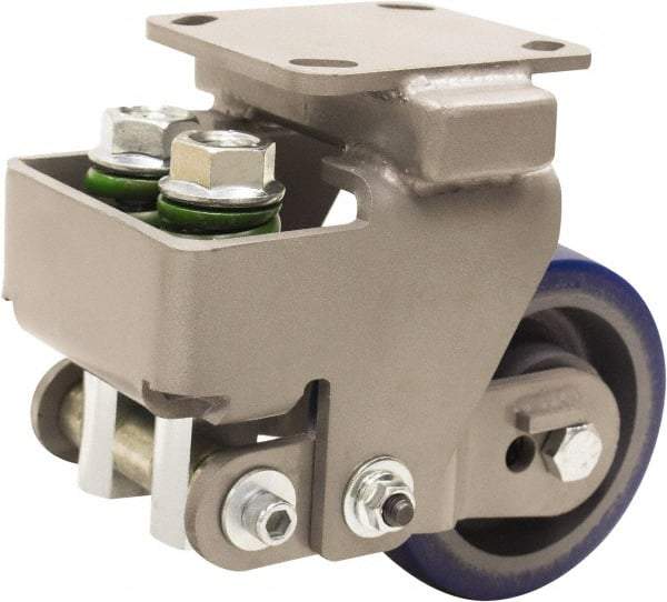 Hamilton - 5" Diam x 2" Wide, Polyurethane Mold on to Cast Iron Center Rigid Caster - 960 Lb Capacity, Top Plate Mount, 4" x 4-1/2" Plate, Sealed Precision Ball Bearing Bearing - Eagle Tool & Supply