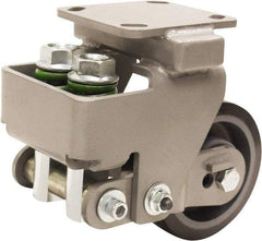 Hamilton - 5" Diam x 2" Wide, Polyurethane Mold on to Cast Iron Center Rigid Caster - 1,300 Lb Capacity, Top Plate Mount, 4" x 4-1/2" Plate, Sealed Precision Ball Bearing Bearing - Eagle Tool & Supply