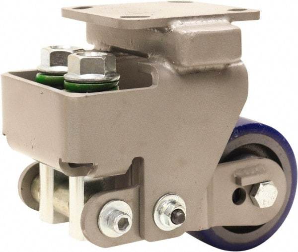 Hamilton - 4" Diam x 2" Wide, Polyurethane Mold on to Cast Iron Center Rigid Caster - 600 Lb Capacity, Top Plate Mount, 4" x 4-1/2" Plate, Sealed Precision Ball Bearing Bearing - Eagle Tool & Supply