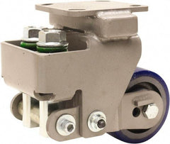 Hamilton - 4" Diam x 2" Wide, Polyurethane Mold on to Cast Iron Center Rigid Caster - 600 Lb Capacity, Top Plate Mount, 4" x 4-1/2" Plate, Sealed Precision Ball Bearing Bearing - Eagle Tool & Supply