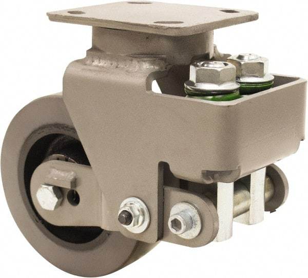 Hamilton - 6" Diam x 2" Wide, Polyurethane Mold on to Cast Iron Center Swivel Caster - 1,315 Lb Capacity, Top Plate Mount, 4" x 5" Plate, Sealed Precision Ball Bearing Bearing - Eagle Tool & Supply