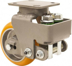 Hamilton - 6" Diam x 2" Wide, Polyurethane Mold on to Cast Iron Center Swivel Caster - 800 Lb Capacity, Top Plate Mount, 4" x 5" Plate, Sealed Precision Ball Bearing Bearing - Eagle Tool & Supply