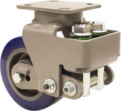 Hamilton - 6" Diam x 2" Wide, Polyurethane Mold on to Cast Iron Center Swivel Caster - 1,300 Lb Capacity, Top Plate Mount, 4" x 5" Plate, Sealed Precision Ball Bearing Bearing - Eagle Tool & Supply