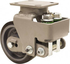 Hamilton - 6" Diam x 2" Wide, Polyurethane Mold on to Cast Iron Center Swivel Caster - 1,560 Lb Capacity, Top Plate Mount, 4" x 5" Plate, Sealed Precision Ball Bearing Bearing - Eagle Tool & Supply