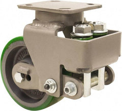 Hamilton - 6" Diam x 2" Wide, Polyurethane Mold on to Cast Iron Center Swivel Caster - 1,200 Lb Capacity, Top Plate Mount, 4" x 5" Plate, Sealed Precision Ball Bearing Bearing - Eagle Tool & Supply
