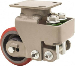 Hamilton - 5" Diam x 2" Wide, Polyurethane Mold on to Cast Iron Center Swivel Caster - 1,250 Lb Capacity, Top Plate Mount, 4" x 5" Plate, Sealed Precision Ball Bearing Bearing - Eagle Tool & Supply